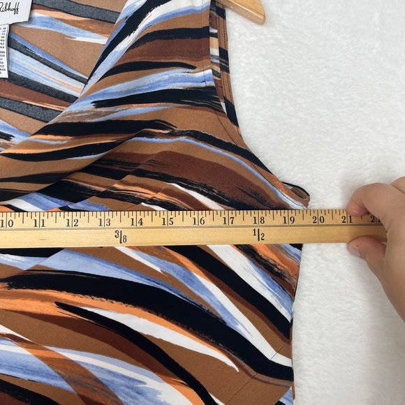 Joseph Ribkoff Cowl Neck Handkerchief Hem Brown Striped 90s Office Sexy sz 10 - Picture 5 of 6